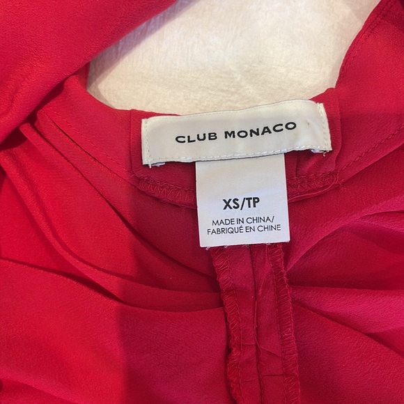 Red Low Back 100% Silk Club Monaco Blouse XS - Picture 4 of 4